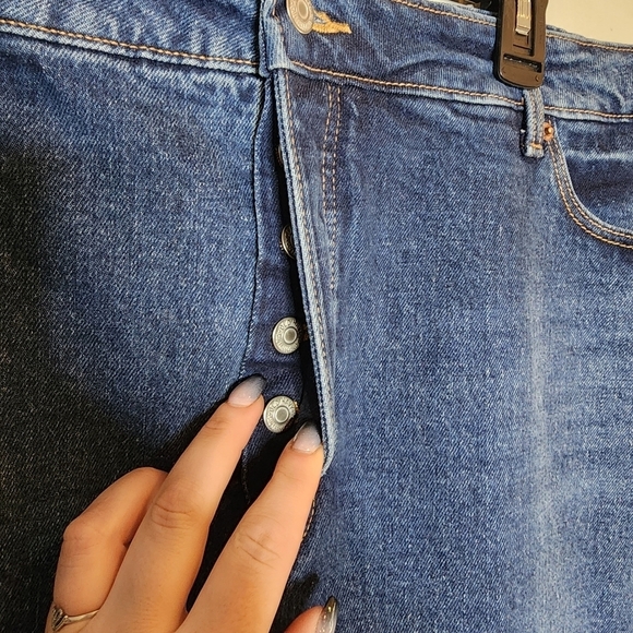 NWT Old Navy Denim Jean Skirt Front Slit Button Fly Women's Plus Size 22 - Picture 2 of 16